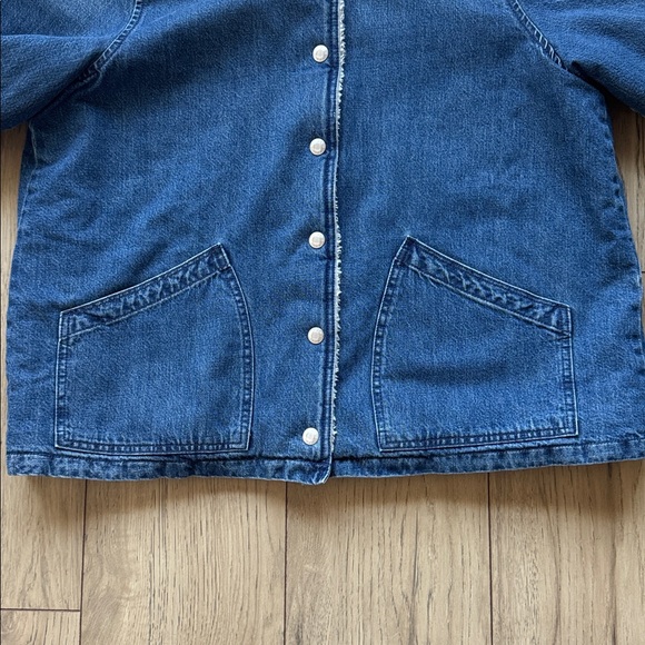J. Crew Blue Denim Jacket with Cream Sherpa Lining Women’s XL - Picture 5 of 13